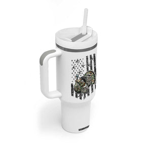 Turkey Hunter Tumbler With Handle Patriotic American Flag Gift TS12 Print Your Wear