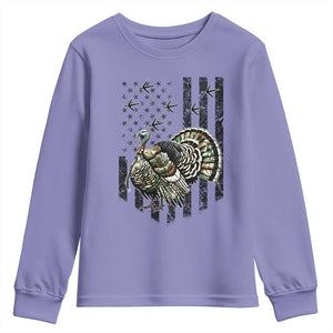 Turkey Hunter Youth Sweatshirt Patriotic American Flag Gift TS12 Violet Print Your Wear
