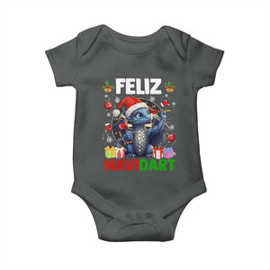 Funny Dragon Throwing Dart Christmas Gift Baby Onesie Feliz Navidart TS12 Dark Heather Print Your Wear