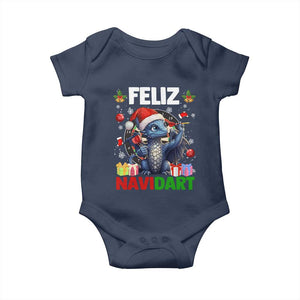 Funny Dragon Throwing Dart Christmas Gift Baby Onesie Feliz Navidart TS12 Navy Print Your Wear