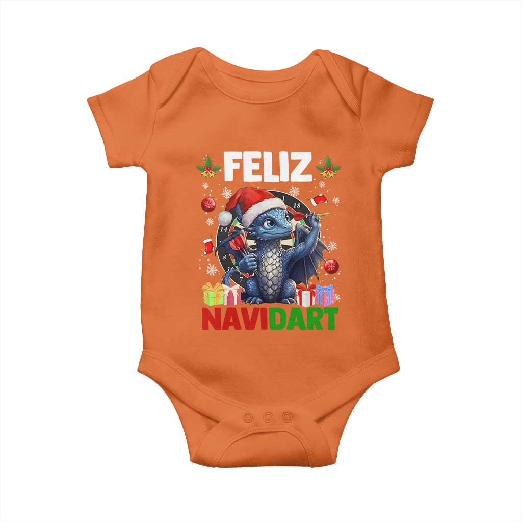 Funny Dragon Throwing Dart Christmas Gift Baby Onesie Feliz Navidart TS12 Orange Print Your Wear