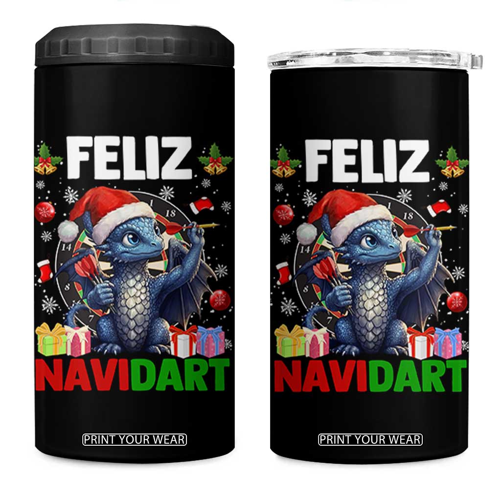 Funny Dragon Throwing Dart Christmas Gift 4 in 1 Can Cooler Tumbler Feliz Navidart TS12 One Size: 16 oz Black Print Your Wear