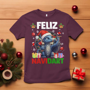 Funny Dragon Throwing Dart Christmas Gift T Shirt Feliz Navidart TS12 Maroon Print Your Wear