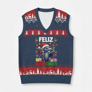 Funny Dragon Throwing Dart Xmas Gift V-Neck Knit Sweater Vest Feliz Navidart TS12 Navy Red Print Your Wear