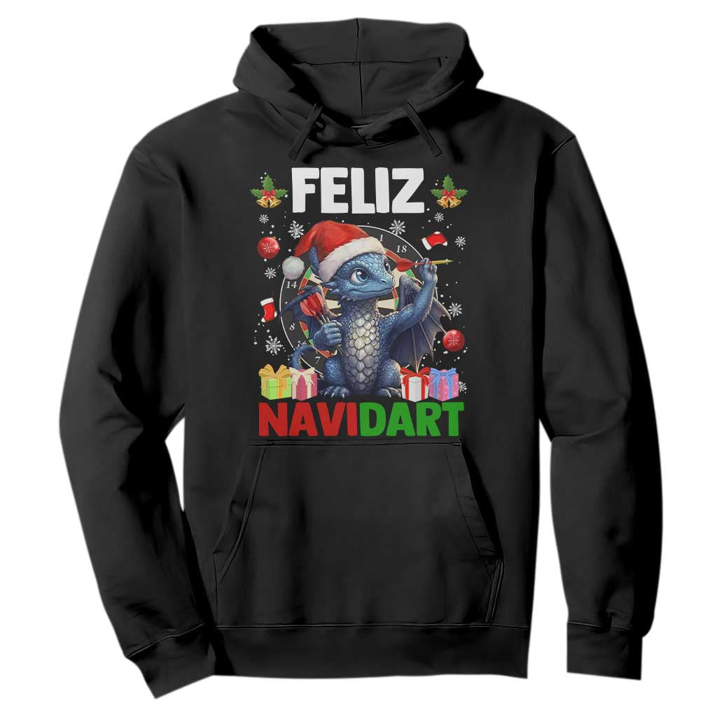 Funny Dragon Throwing Dart Christmas Gift Hoodie Feliz Navidart TS12 Black Print Your Wear