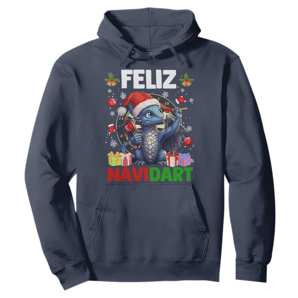 Funny Dragon Throwing Dart Christmas Gift Hoodie Feliz Navidart TS12 Navy Print Your Wear