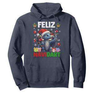Funny Dragon Throwing Dart Christmas Gift Hoodie Feliz Navidart TS12 Navy Print Your Wear