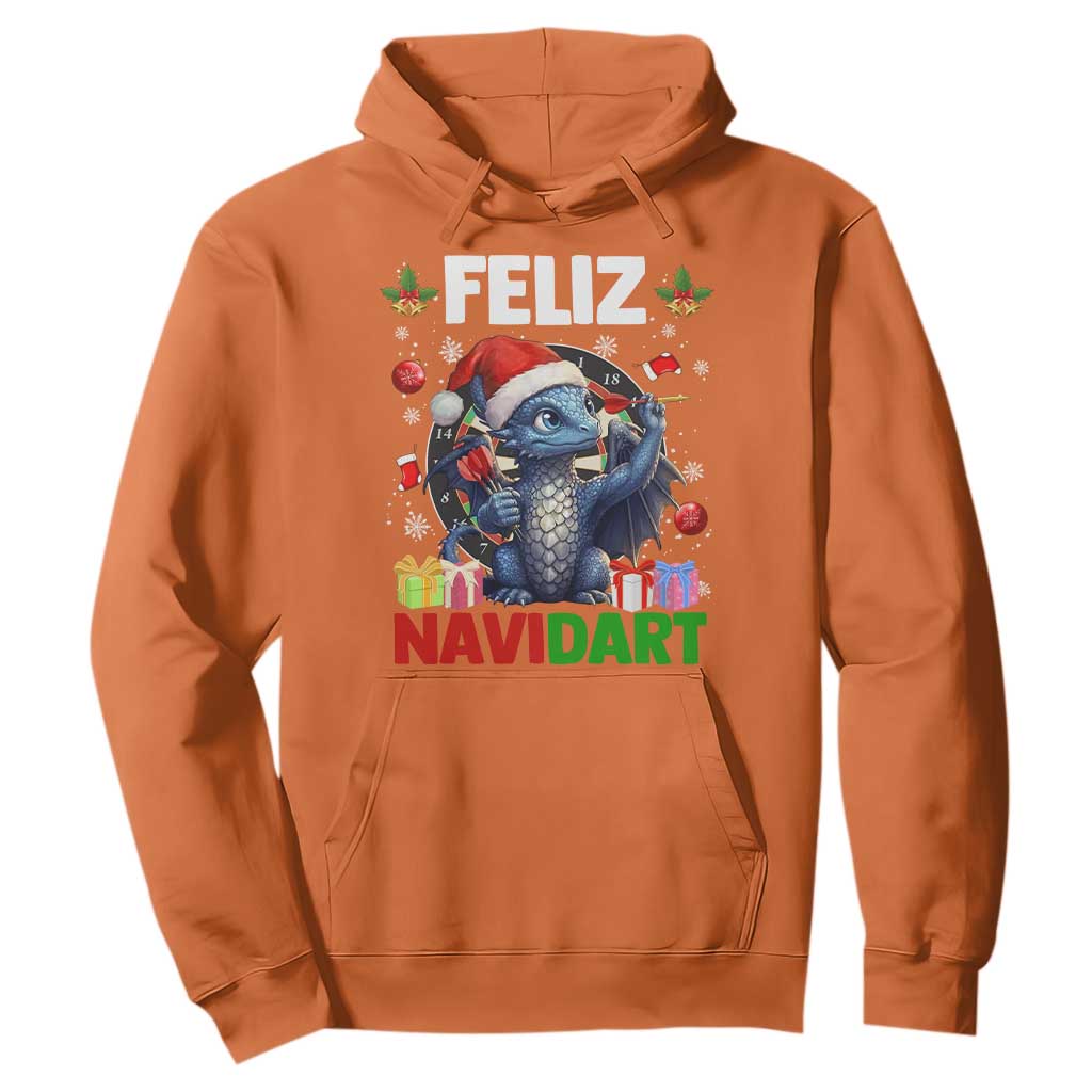 Funny Dragon Throwing Dart Christmas Gift Hoodie Feliz Navidart TS12 Orange Print Your Wear