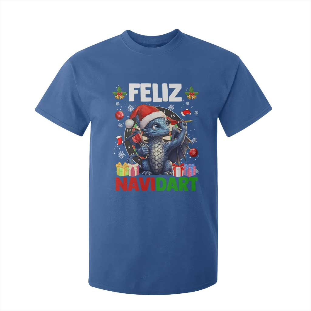 Funny Dragon Throwing Dart Christmas Gift T Shirt For Kid Feliz Navidart TS12 Royal Blue Print Your Wear
