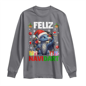 Funny Dragon Throwing Dart Christmas Gift Long Sleeve Shirt Feliz Navidart TS12 Charcoal Print Your Wear