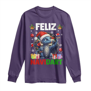 Funny Dragon Throwing Dart Christmas Gift Long Sleeve Shirt Feliz Navidart TS12 Purple Print Your Wear