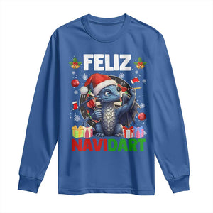 Funny Dragon Throwing Dart Christmas Gift Long Sleeve Shirt Feliz Navidart TS12 Royal Blue Print Your Wear