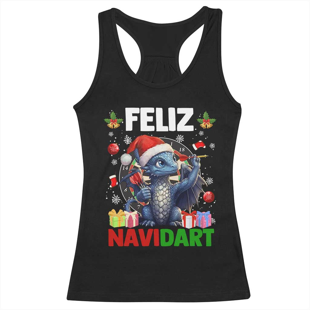 Funny Dragon Throwing Dart Christmas Gift Racerback Tank Top Feliz Navidart TS12 Black Print Your Wear