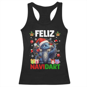 Funny Dragon Throwing Dart Christmas Gift Racerback Tank Top Feliz Navidart TS12 Black Print Your Wear