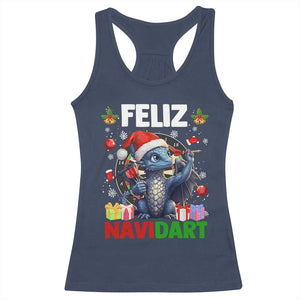 Funny Dragon Throwing Dart Christmas Gift Racerback Tank Top Feliz Navidart TS12 Navy Print Your Wear