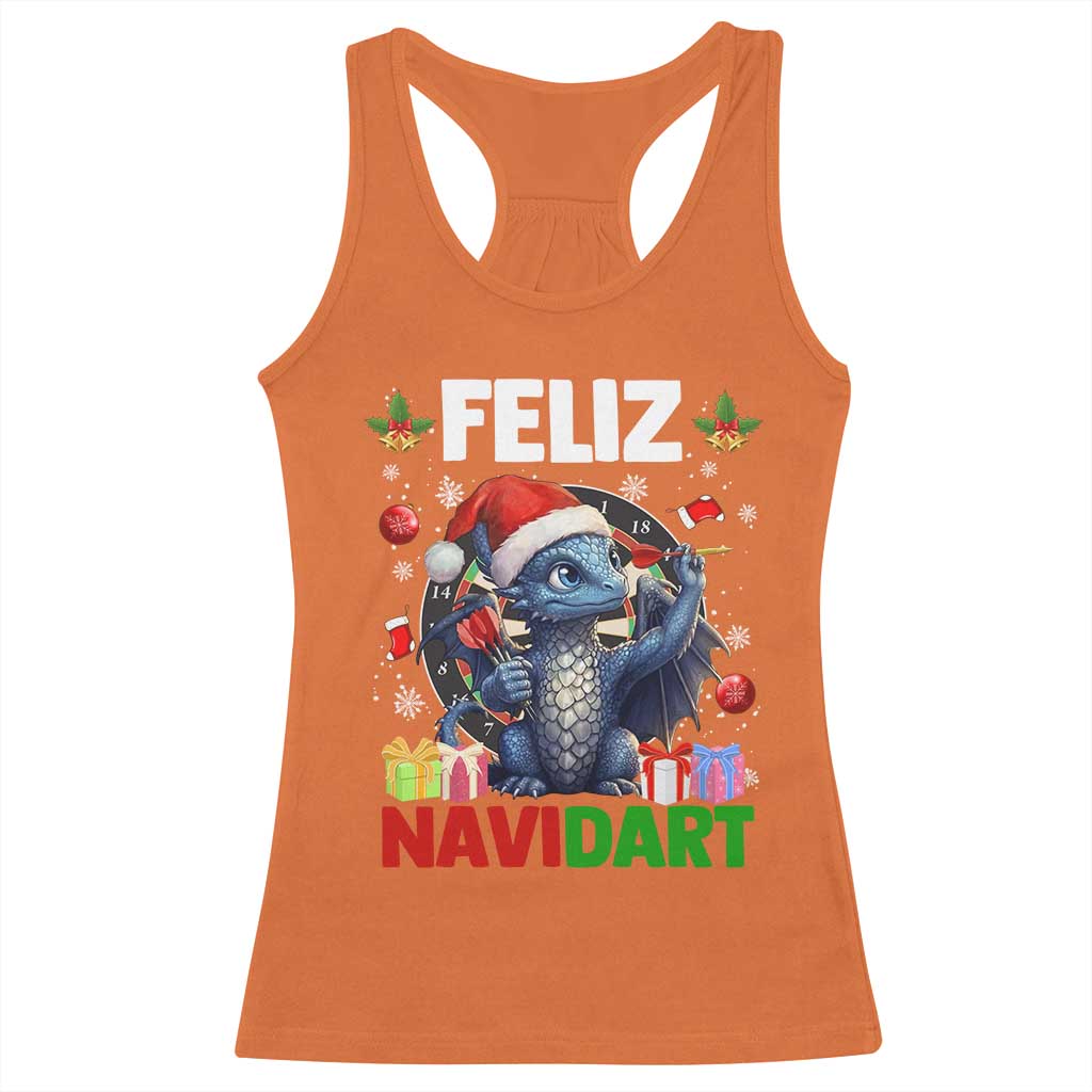 Funny Dragon Throwing Dart Christmas Gift Racerback Tank Top Feliz Navidart TS12 Orange Print Your Wear