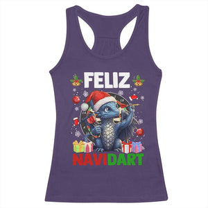 Funny Dragon Throwing Dart Christmas Gift Racerback Tank Top Feliz Navidart TS12 Purple Print Your Wear