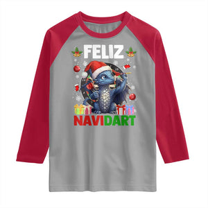 Funny Dragon Throwing Dart Christmas Gift Raglan Shirt Feliz Navidart TS12 Sport Gray Red Print Your Wear