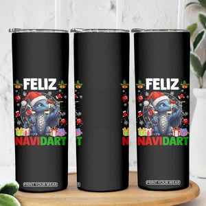 Funny Dragon Throwing Dart Christmas Gift Skinny Tumbler Feliz Navidart TS12 Print Your Wear