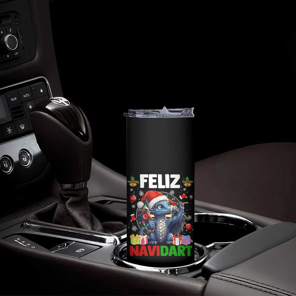 Funny Dragon Throwing Dart Christmas Gift Skinny Tumbler Feliz Navidart TS12 Print Your Wear
