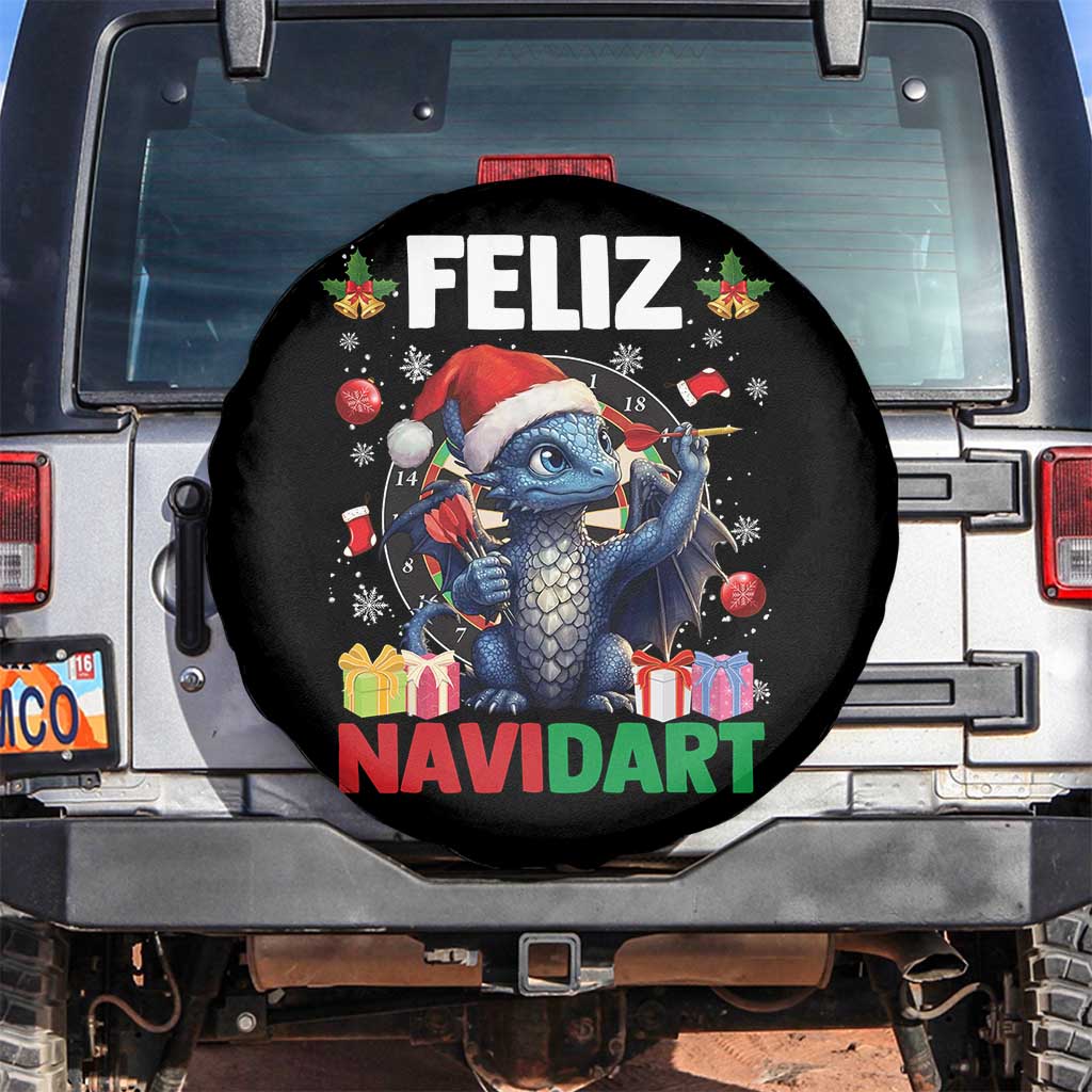 Funny Dragon Throwing Dart Christmas Gift Spare Tire Cover Feliz Navidart TS12 No hole Black Print Your Wear