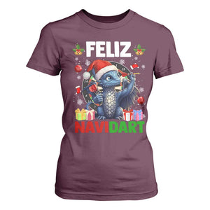 Funny Dragon Throwing Dart Christmas Gift T Shirt For Women Feliz Navidart TS12 Maroon Print Your Wear