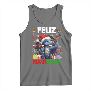 Funny Dragon Throwing Dart Christmas Gift Tank Top Feliz Navidart TS12 Black Heather Print Your Wear