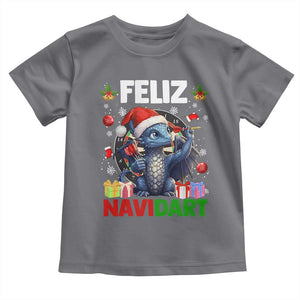 Funny Dragon Throwing Dart Christmas Gift Toddler T Shirt Feliz Navidart TS12 Charcoal Print Your Wear