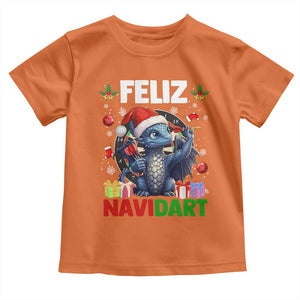 Funny Dragon Throwing Dart Christmas Gift Toddler T Shirt Feliz Navidart TS12 Orange Print Your Wear