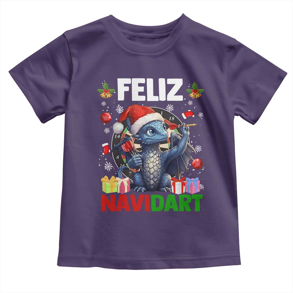 Funny Dragon Throwing Dart Christmas Gift Toddler T Shirt Feliz Navidart TS12 Purple Print Your Wear
