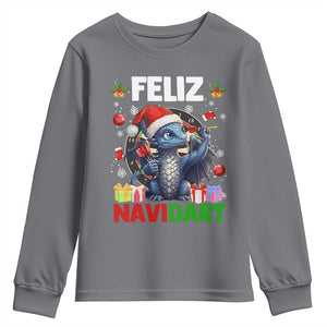 Funny Dragon Throwing Dart Christmas Gift Youth Sweatshirt Feliz Navidart TS12 Charcoal Print Your Wear