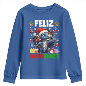 Funny Dragon Throwing Dart Christmas Gift Youth Sweatshirt Feliz Navidart TS12 Royal Blue Print Your Wear
