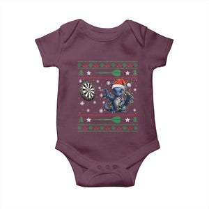 Funny Dragon Throwing Dart Baby Onesie Ugly Christmas Dart Player Gift TS12 Maroon Print Your Wear