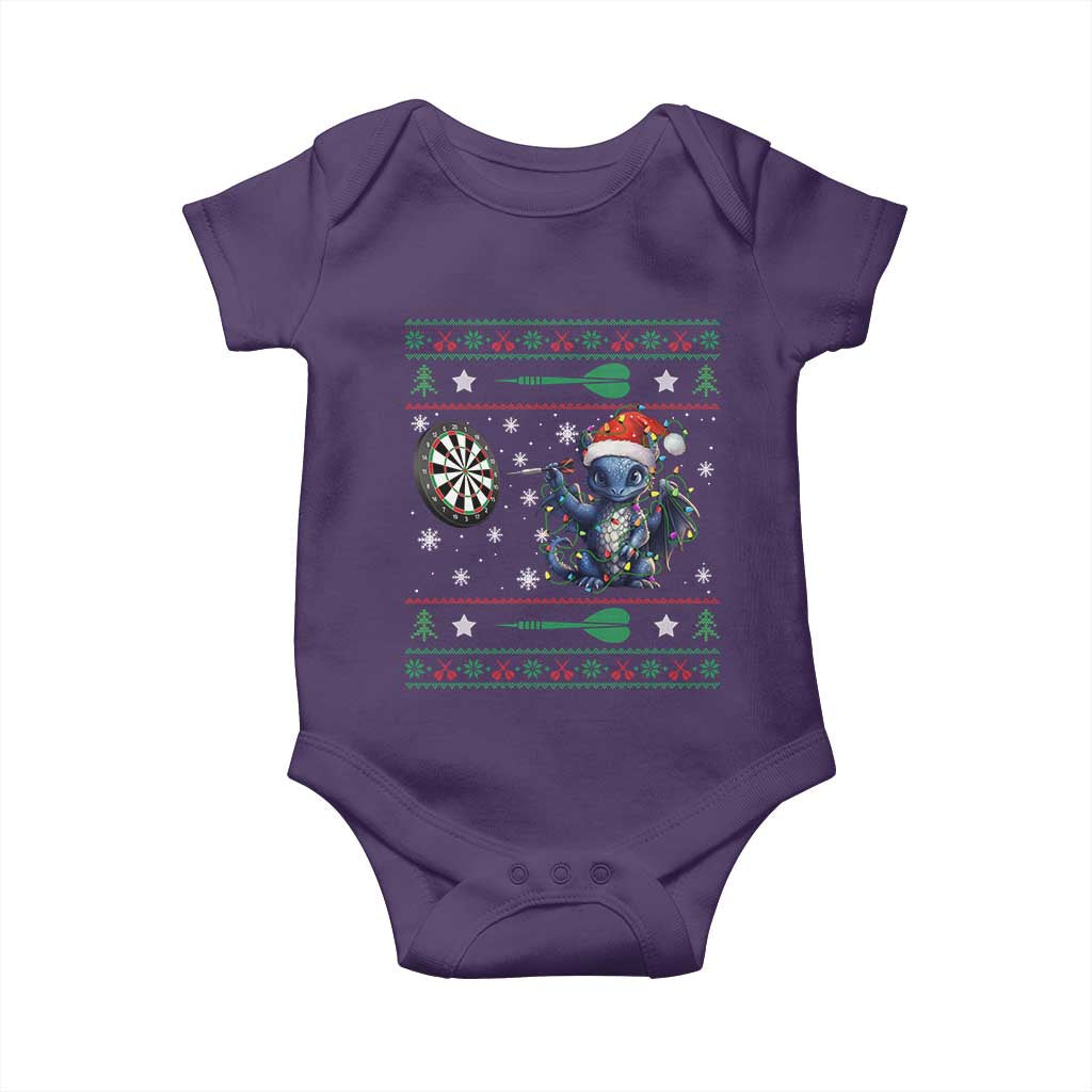 Funny Dragon Throwing Dart Baby Onesie Ugly Christmas Dart Player Gift TS12 Purple Print Your Wear