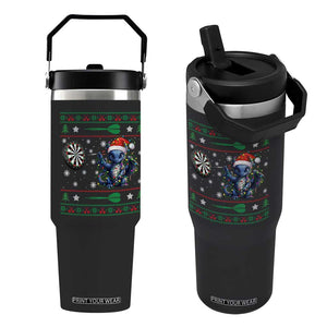 Funny Dragon Throwing Dart Flip Straw Tumbler Ugly Christmas Dart Player Gift TS12 One Size: 30 oz Black Print Your Wear