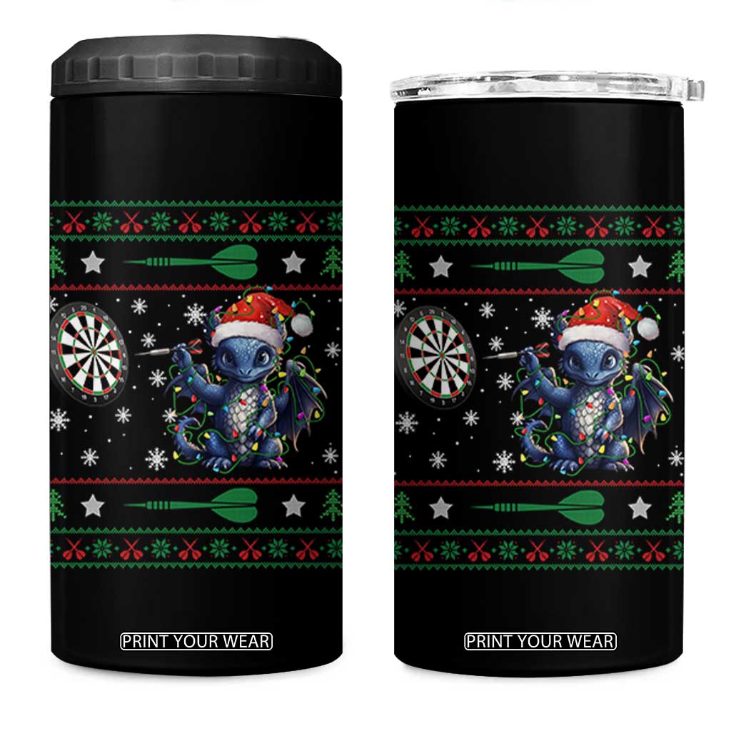 Funny Dragon Throwing Dart 4 in 1 Can Cooler Tumbler Ugly Christmas Dart Player Gift TS12 One Size: 16 oz Black Print Your Wear