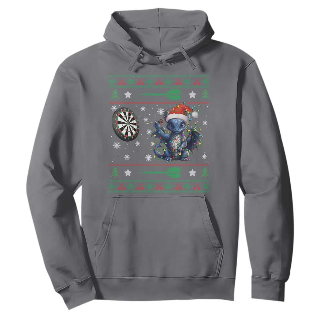 Funny Dragon Throwing Dart Hoodie Ugly Christmas Dart Player Gift TS12 Charcoal Print Your Wear