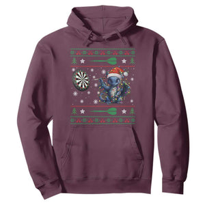 Funny Dragon Throwing Dart Hoodie Ugly Christmas Dart Player Gift TS12 Maroon Print Your Wear