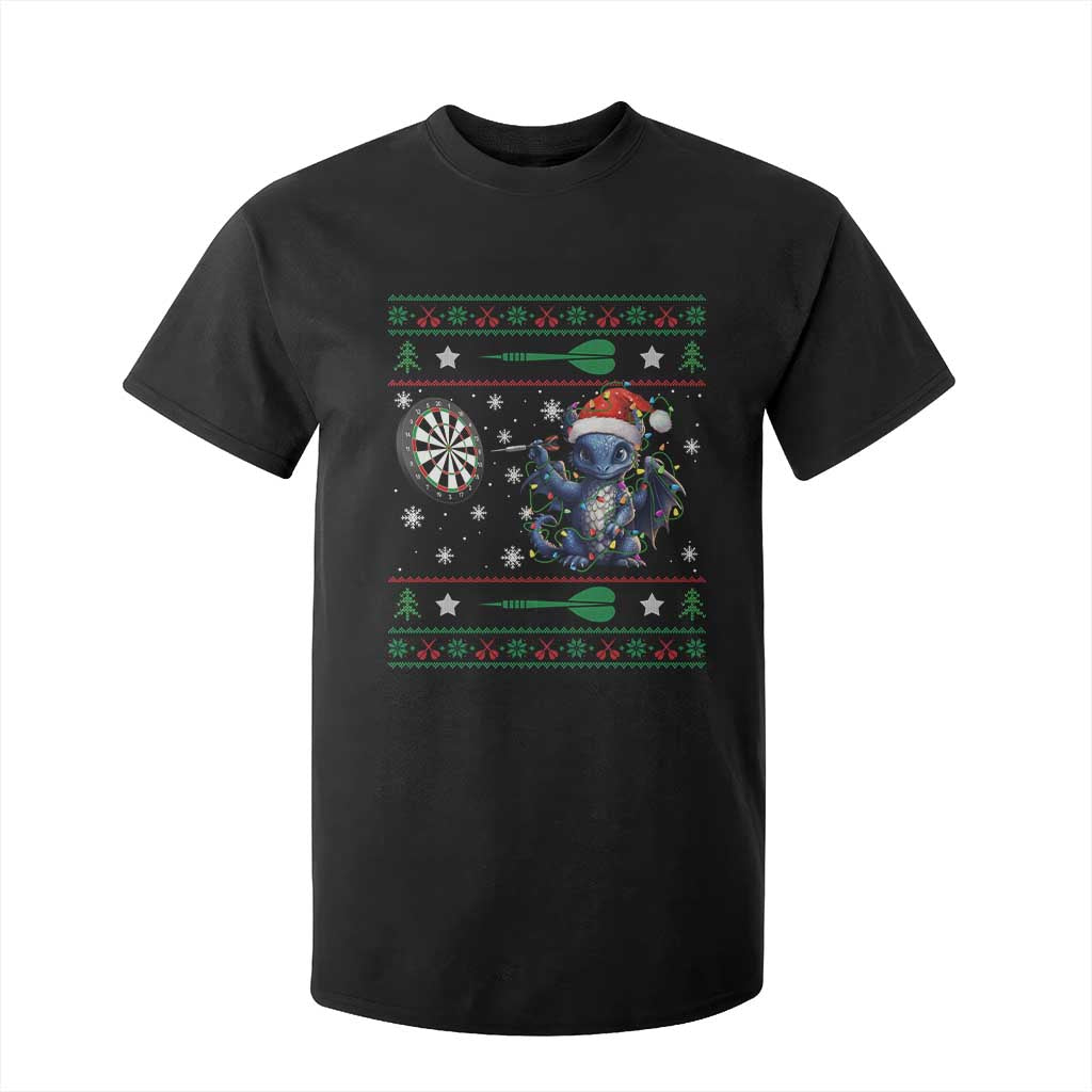 Funny Dragon Throwing Dart T Shirt For Kid Ugly Christmas Dart Player Gift TS12 Black Print Your Wear