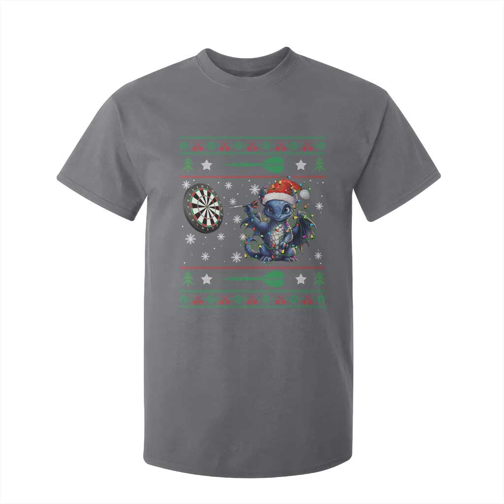 Funny Dragon Throwing Dart T Shirt For Kid Ugly Christmas Dart Player Gift TS12 Charcoal Print Your Wear