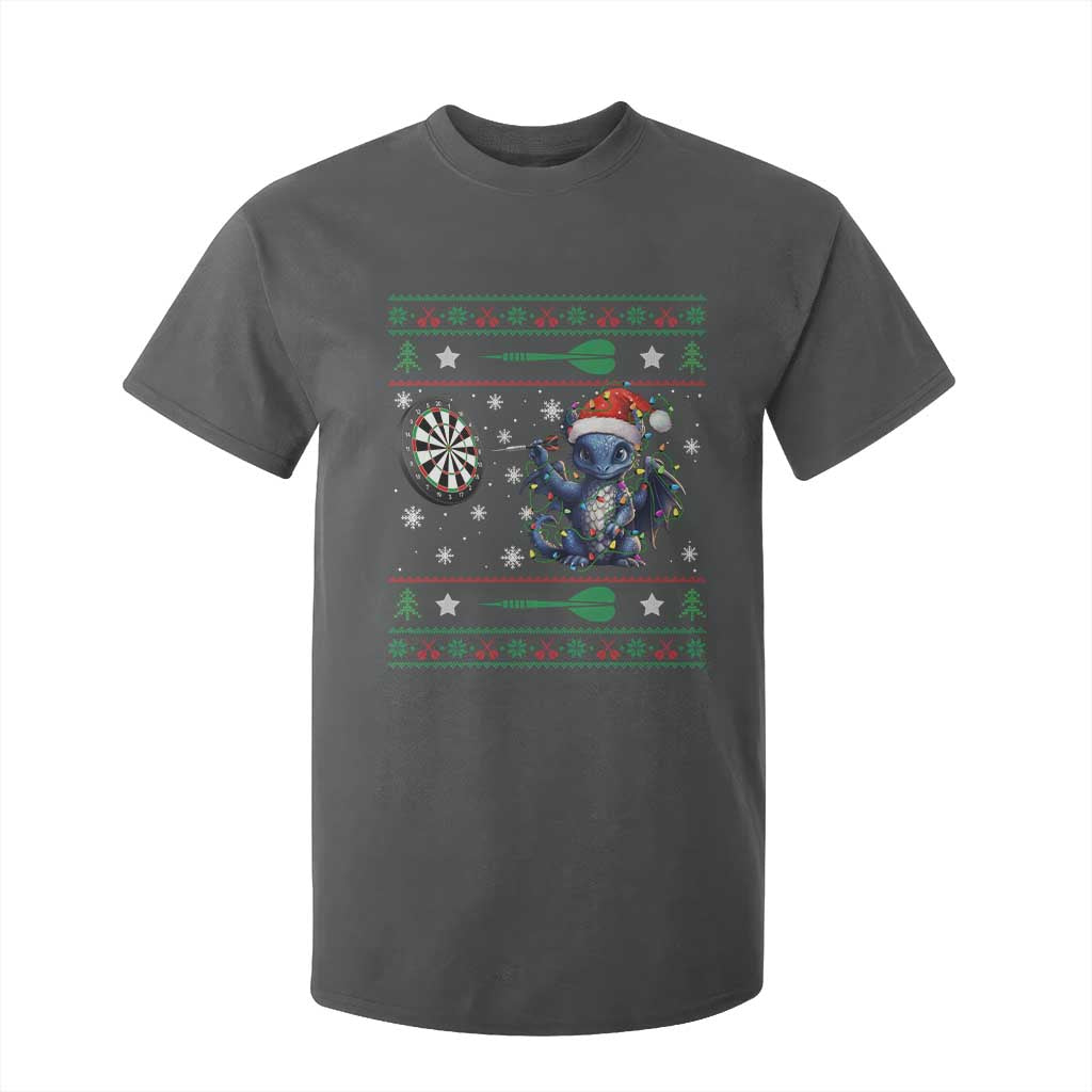 Funny Dragon Throwing Dart T Shirt For Kid Ugly Christmas Dart Player Gift TS12 Dark Heather Print Your Wear