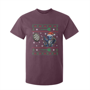 Funny Dragon Throwing Dart T Shirt For Kid Ugly Christmas Dart Player Gift TS12 Maroon Print Your Wear