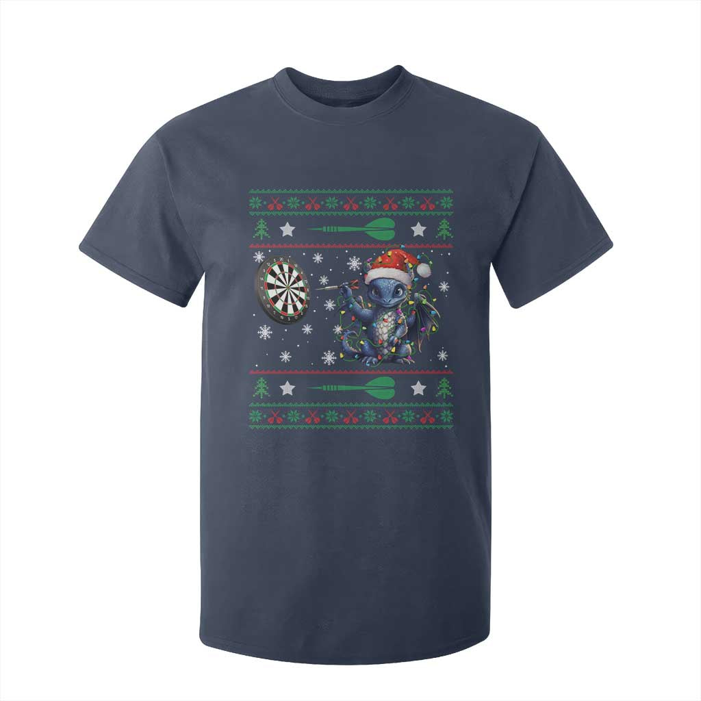 Funny Dragon Throwing Dart T Shirt For Kid Ugly Christmas Dart Player Gift TS12 Navy Print Your Wear