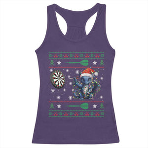 Funny Dragon Throwing Dart Racerback Tank Top Ugly Christmas Dart Player Gift TS12 Purple Print Your Wear