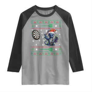 Funny Dragon Throwing Dart Raglan Shirt Ugly Christmas Dart Player Gift TS12 Sport Gray Black Print Your Wear