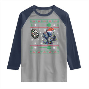 Funny Dragon Throwing Dart Raglan Shirt Ugly Christmas Dart Player Gift TS12 Sport Gray Navy Print Your Wear