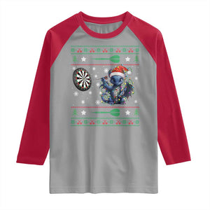 Funny Dragon Throwing Dart Raglan Shirt Ugly Christmas Dart Player Gift TS12 Sport Gray Red Print Your Wear