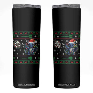 Funny Dragon Throwing Dart Skinny Tumbler Ugly Christmas Dart Player Gift TS12 Black Print Your Wear