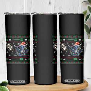 Funny Dragon Throwing Dart Skinny Tumbler Ugly Christmas Dart Player Gift TS12 Print Your Wear