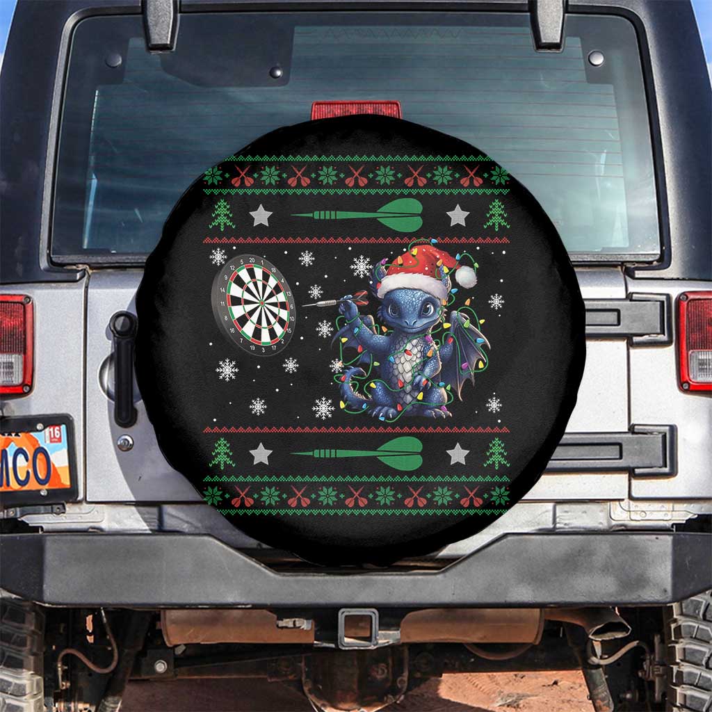 Funny Dragon Throwing Dart Spare Tire Cover Ugly Christmas Dart Player Gift TS12 No hole Black Print Your Wear